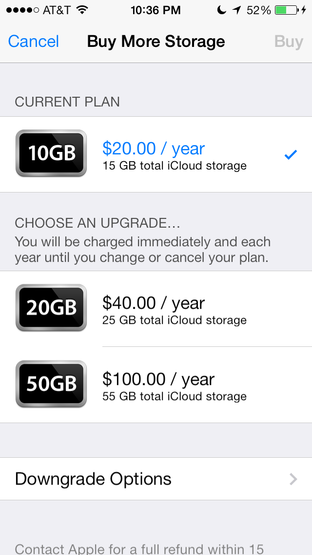 how can i buy more iphone storage